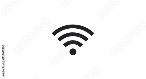 Illustration of a wireless internet symbol with three curved lines and a circular dot below it