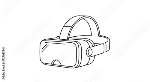Simple Line Drawing of Virtual Reality Headset for Technology or Gaming Illustrations