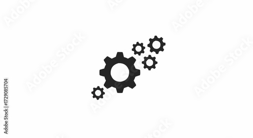 Illustration of several gears of various sizes clustered together on a white background design element