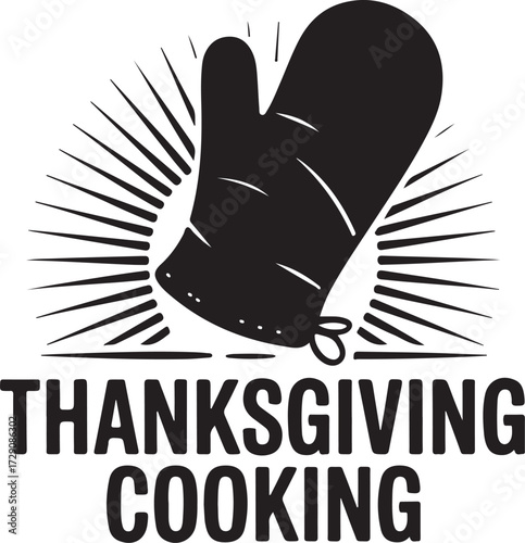 Thanksgiving Oven Mitt Silhouette Vector Black on White
