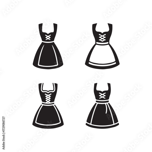 Cultural Dirndl Apron Solid Icons Set