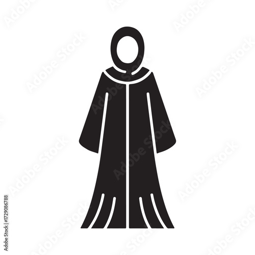 Traditional Abaya With Hood Solid Icon