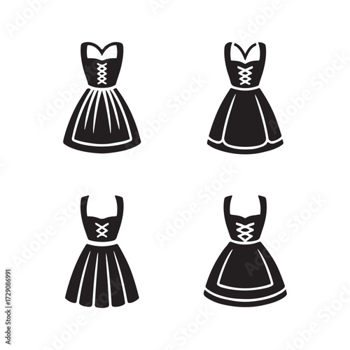 Dirndl Apron Solid Icons Set Collection