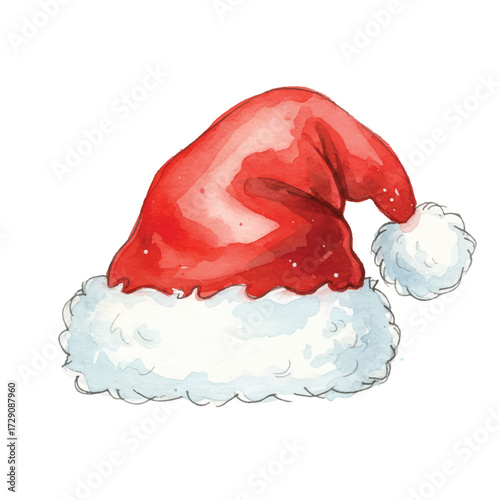Watercolor Santa Claus Hat Illustration