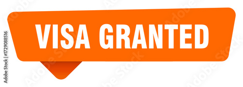 visa granted sticker. visa granted orange sign isolated on transpatent background