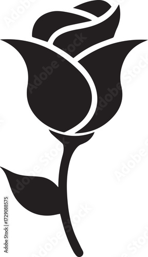 Rosebud flower silhouette vector illustration design