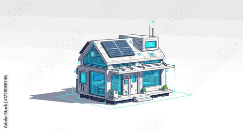 Futuristic sustainable home showcasing advanced technology and eco-friendly design features