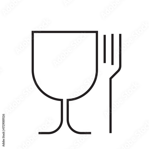 Simple Tableware Icon for Menu or Cafe,safe for contact with food and drink,Food Safe sign vector illustration, Food emblem on the packaging. Food safe symbol, International sign contact material