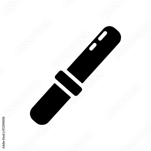 Minimalist Flat Black Nail File Tool Icon on White Background