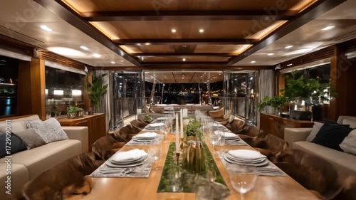 Luxury dining yacht interior