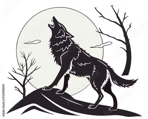 black wolf vector illustration