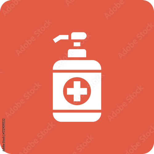 Hand sanitizer bottle icon for hygiene and health safety on orange background infection control concept personal hygiene product illustration