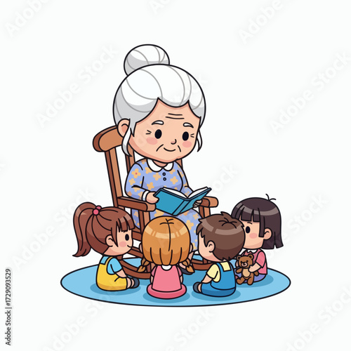 Grandmother Reading to Children in a Cozy Setting 1.