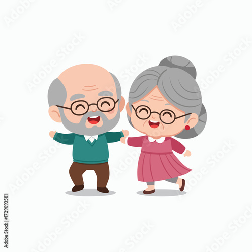 Happy Elderly Couple Dancing Together.