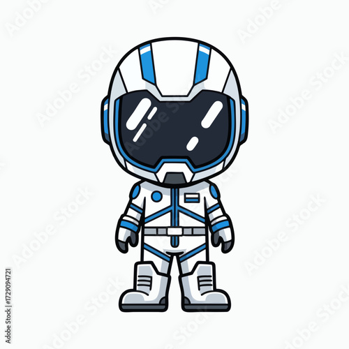 Cute Astronaut Cartoon Character Standing.