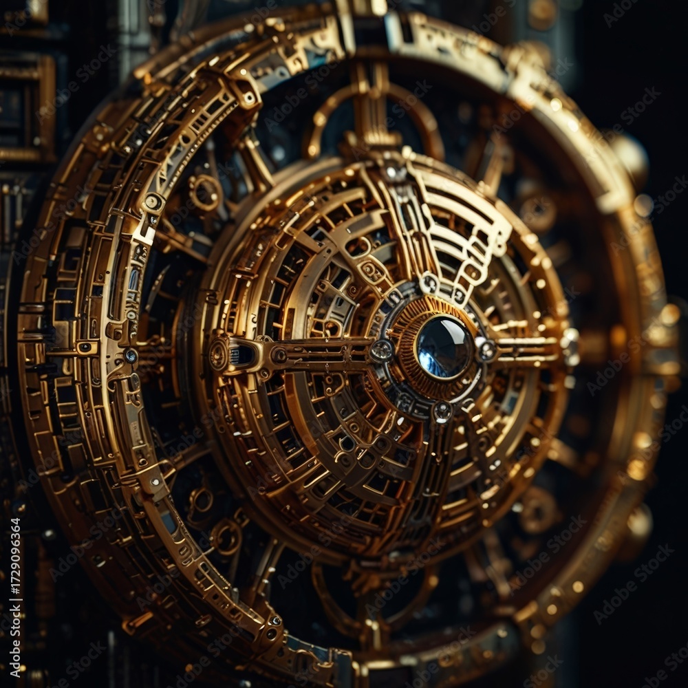 Fototapeta premium Futuristic Golden Artifact with Glowing Crystal Orb_6
