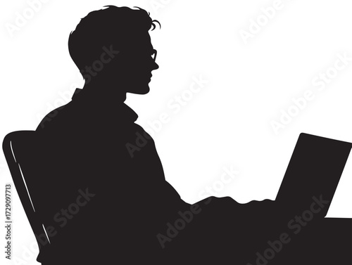 Workaholic silhouette icon vector illustration solid black symbol for career focus