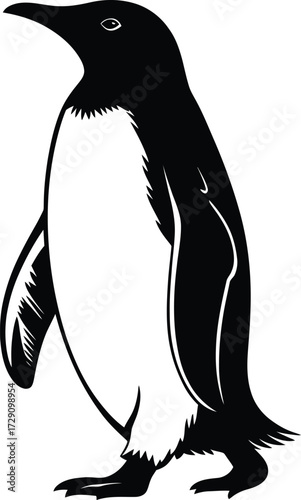 Black and white penguin vector silhouette bird animal
