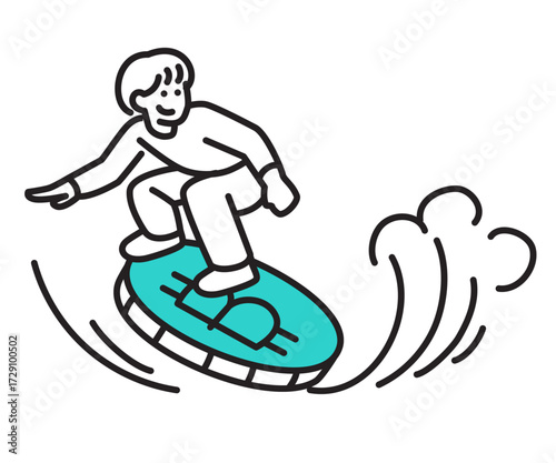 Surfer riding wave on big bitcoin coin, Managing cryptocurrency fluctuations
