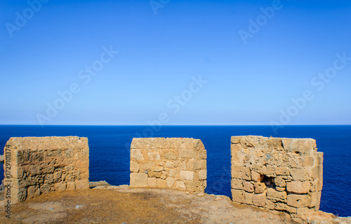 The Acropolis of Lindos. the ruins of an ancient citadel, Rhodes,  Greece
