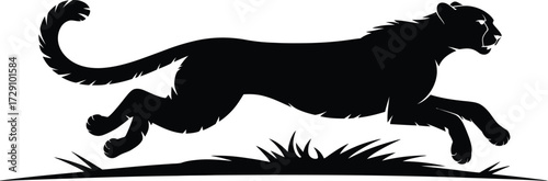 Black panther running vector silhouette jumping leaping