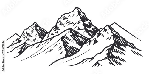 Majestic mountain range illustration evoking adventure, exploration, and the thrill of reaching new heights