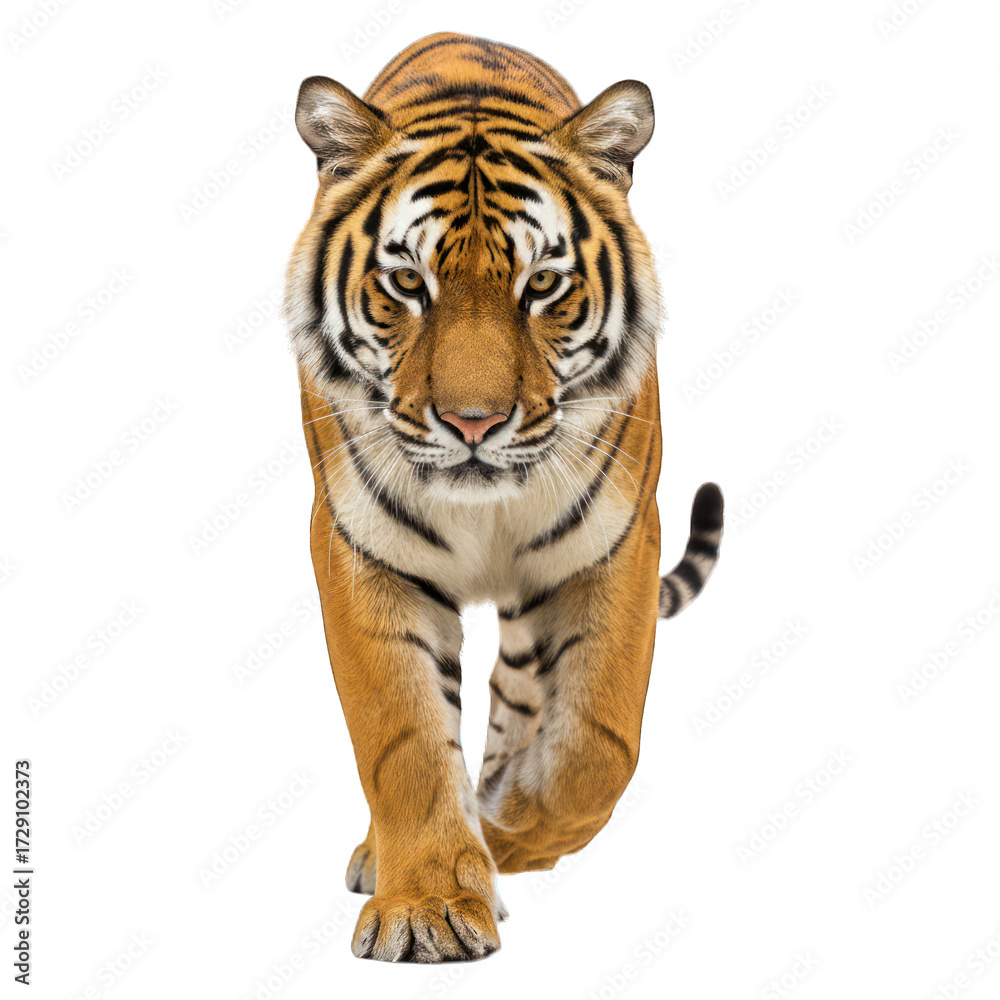 Fototapeta premium Tiger walking forward, focused gaze
