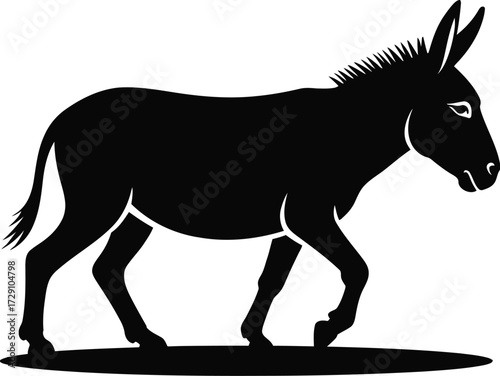 Black donkey silhouette walking animal