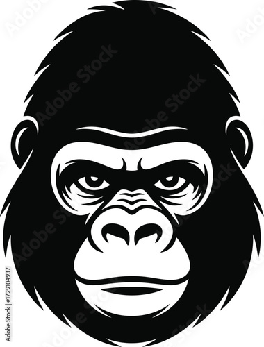 Black gorilla face vector silhouette primate animal