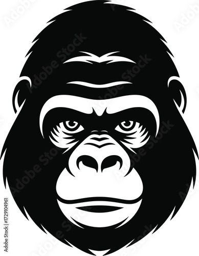 Fierce gorilla face vector silhouette primate animal