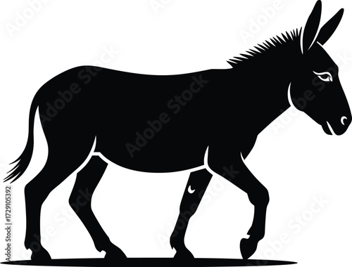 Black donkey walking silhouette animal white
