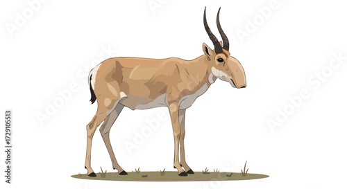 Saiga Antelope Illustration on White Background Wildlife Vector Art