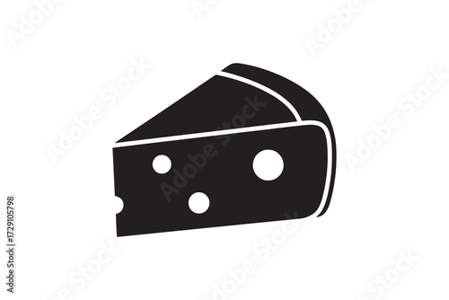 Cheese wedge silhouette vector design Slice of Swiss Cheese Black Graphic