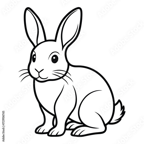 Charming simple outline vector illustration of a cute rabbit in profile