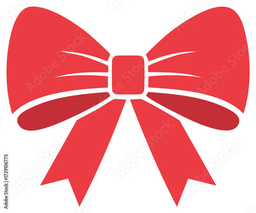 Vibrant Red Ribbon with Bow Illustration Holiday Decoration Celebration Cheer Gift Wrapping Ornament Graphic Design