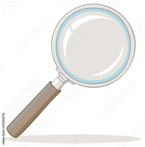 Simple cartoon magnifying glass illustration for search, research, and analysis concepts