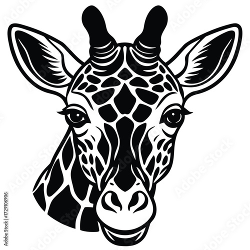 Simple line art giraffe head icon for wildlife and safari themes