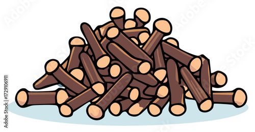 Pile of aromatic dried cloves spice on white background