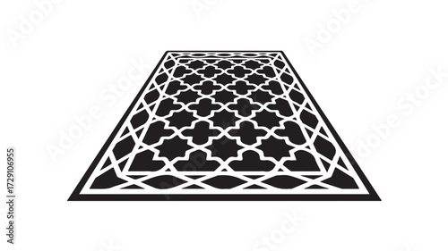 Elegant black and white trellis pattern creates a modern geometric floor covering, perfect for adding a sophisticated touch to interior design projects and artistic backgrounds