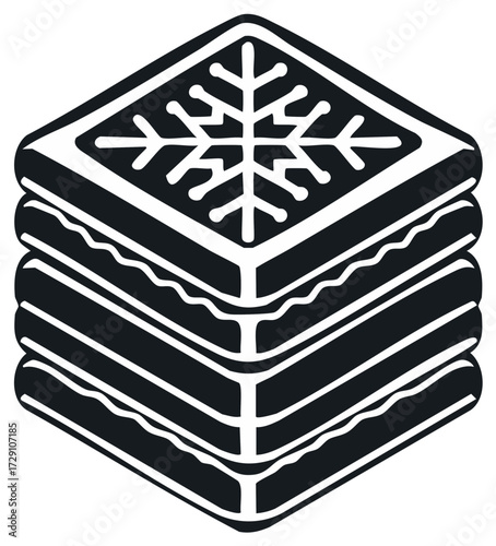 Stacked Square Ice Cream Sandwich with Snowflake Design