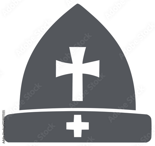 Bishop's Mitre with Crosses Symbolizing Religious Authority and Faith