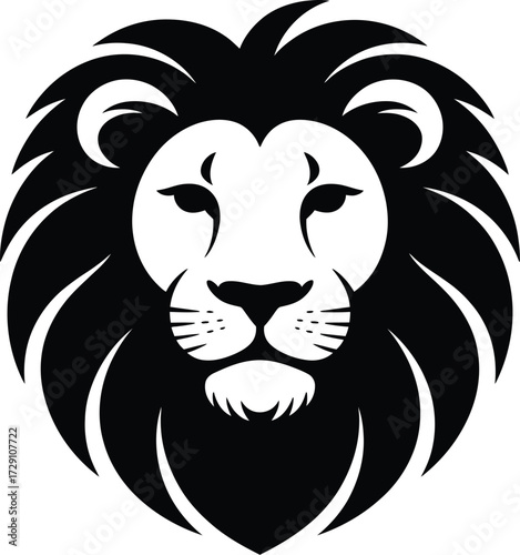 Fierce lion head vector silhouette face mane