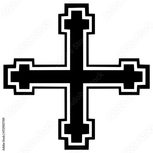 Bold black cross icon with white outline a religious and spiritual symbol graphic design element