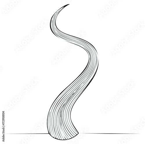 Abstract Hair Strand Illustration Smooth Flowing Curve Elegant Hairlines