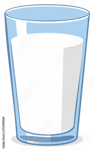 Simple cartoon style illustration of a full glass of white milk a healthy nutritious dairy beverage