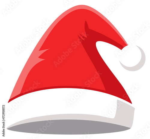 Festive Christmas Santa Claus Hat with White Pom Pom Design Element