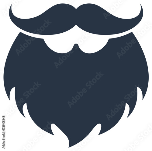 Stylized full beard and handlebar mustache icon vector graphic illustration