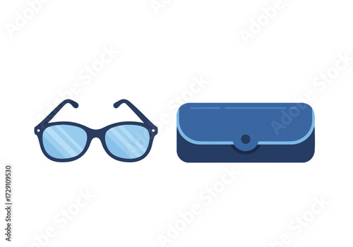 Stylish Eyeglasses and Protective Case Vector Illustration for Vision Care and Accessories