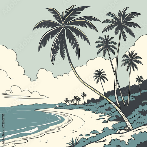 vector illustration of a tropical beach