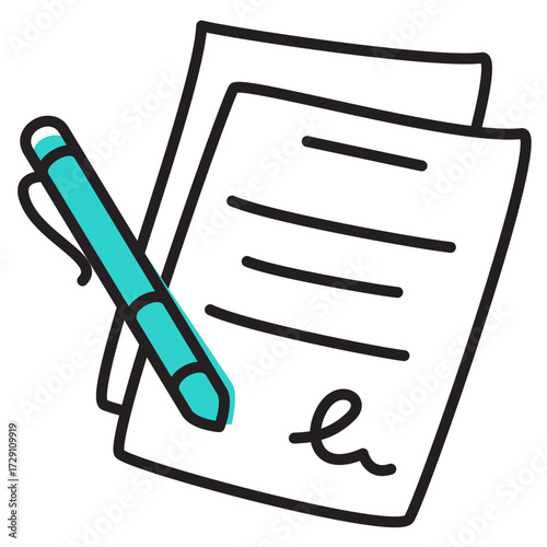Signed contract and pen